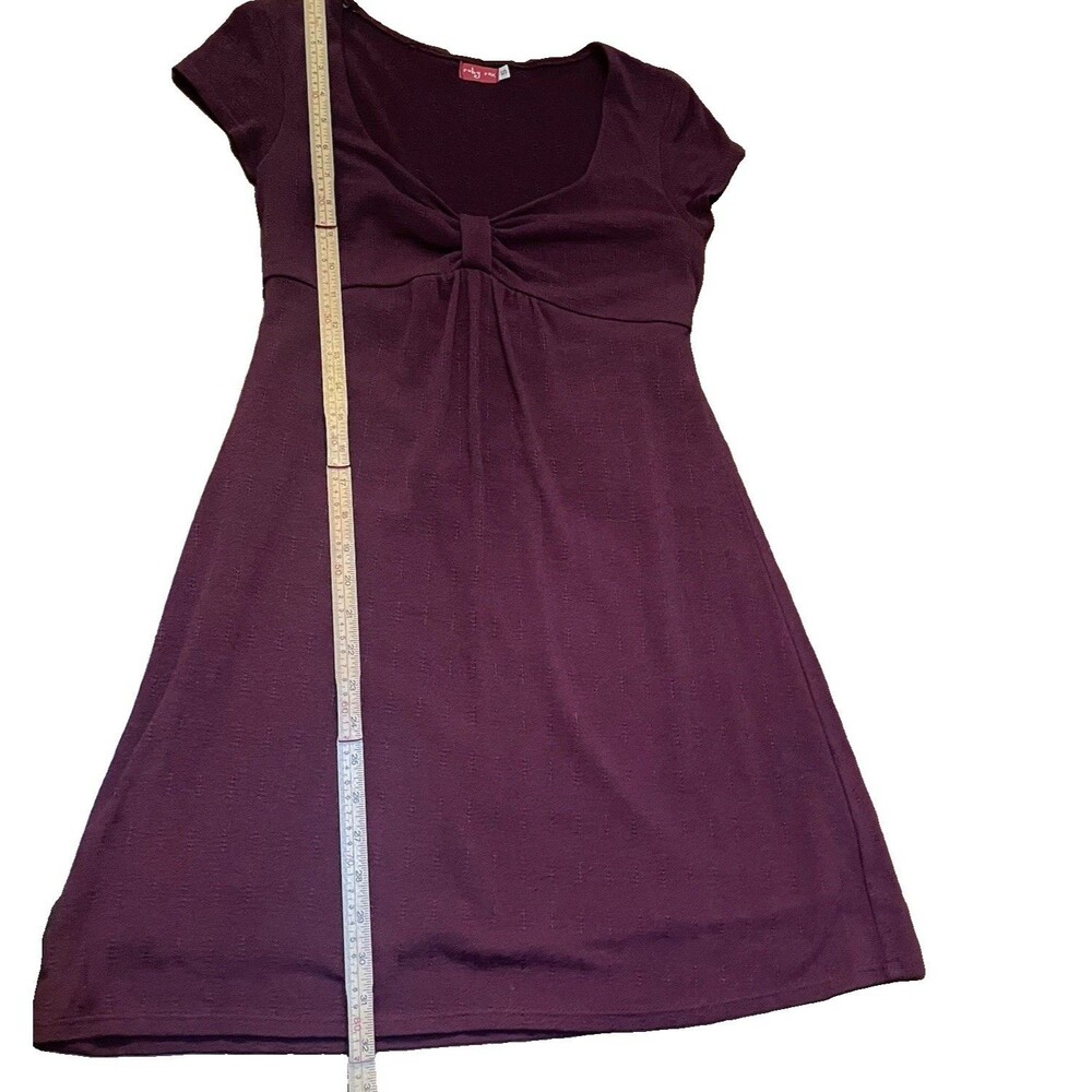 VTG Ruby Rox Y2K Burgundy Knit Empire Waist Babydoll Mini Dress Tie Sz S Gilmore - Picture 9 of 10